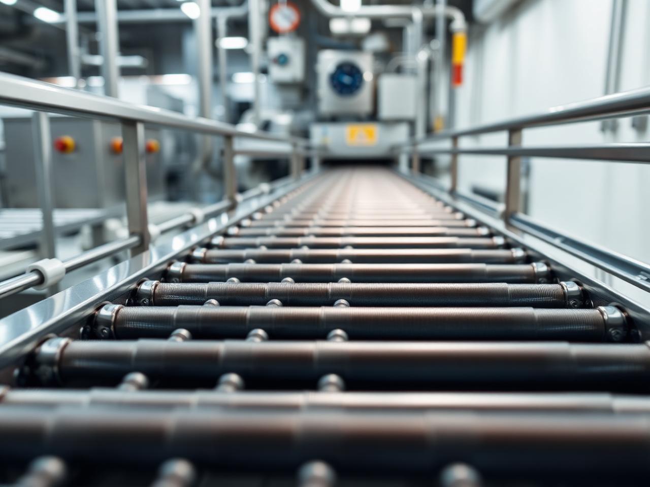 Línea de transportadores en planta de alimentos y bebidas